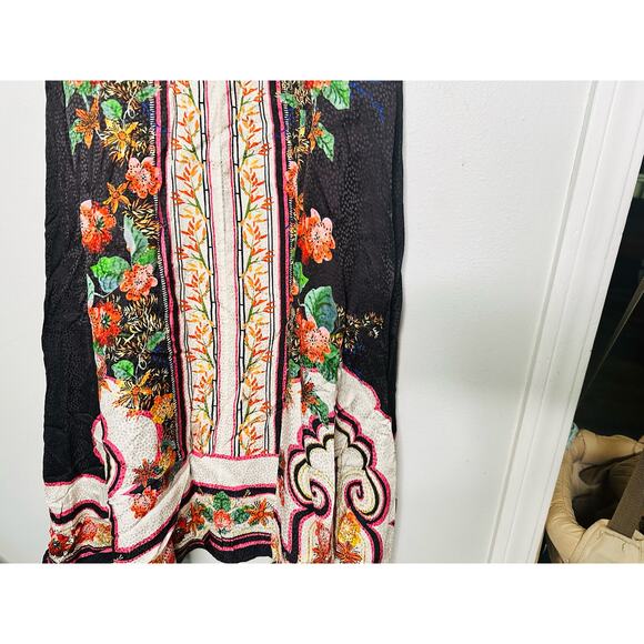 SALONI Tabitha 100% Silk Black Red A-Line Skirt Cutout Scalloped Bodice Dress 8 - Picture 11 of 15